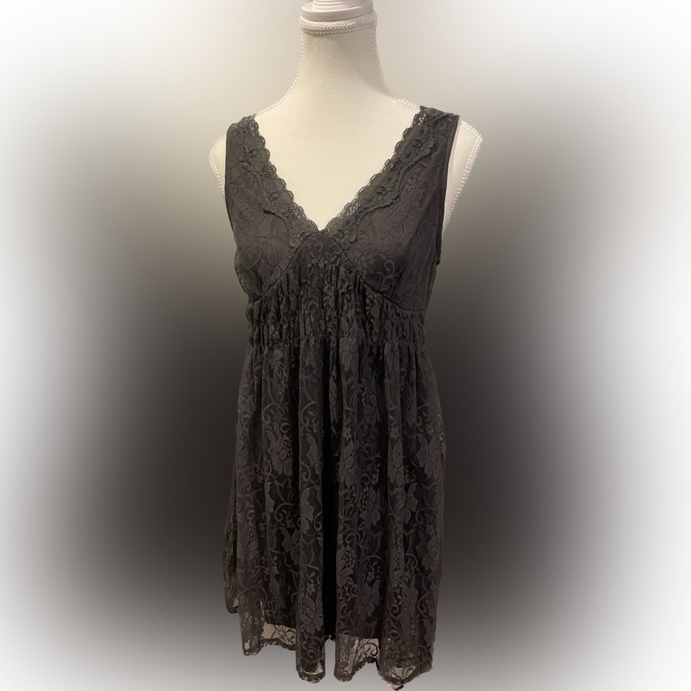 XHILARATION Lacey GREY LACE DRESS SMALL